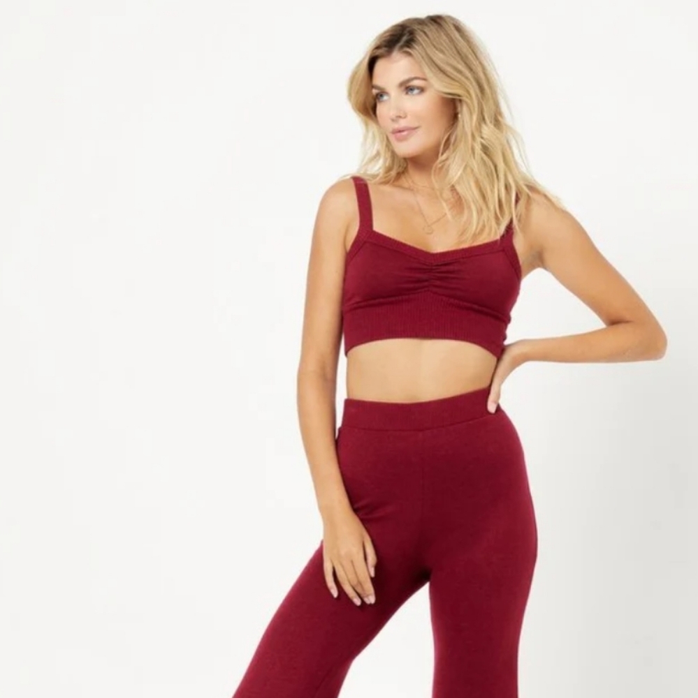 L Space Rosie Cropped Top Size XSmall Color Cabernet NWT